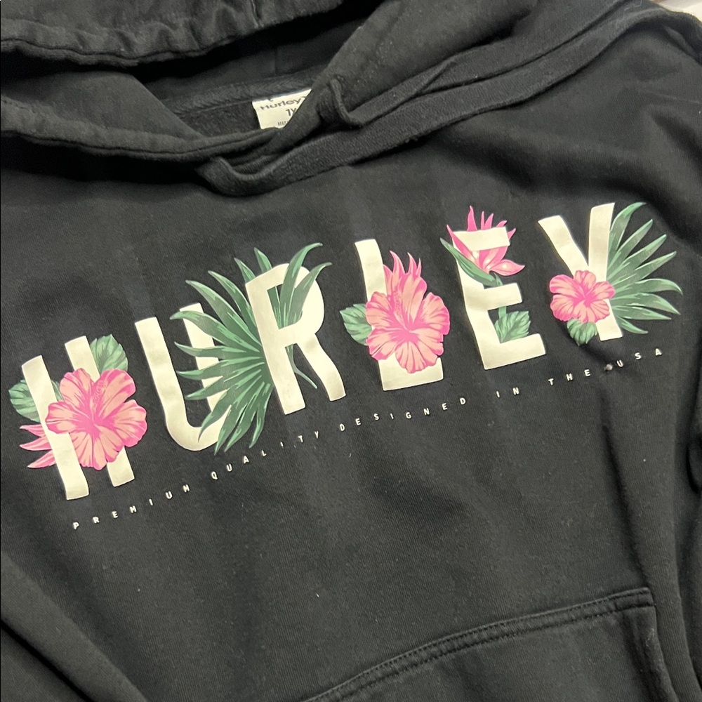 Women’s Hurley Black Floral Hoodie size 1X - Picture 3 of 7